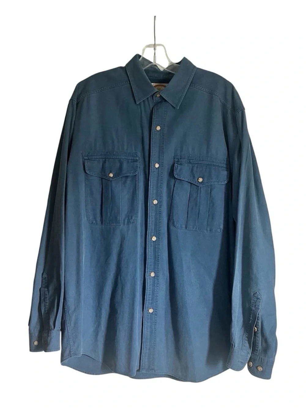 Vintage 80s Banana Republic Mill Valley Safari Utility Shirt Blue L